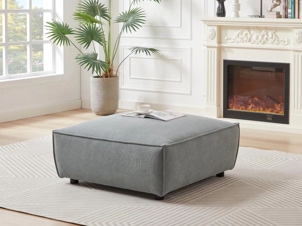 Pouf En Velours Côtelé Bleu Clair BORORE De Pascal Morabito