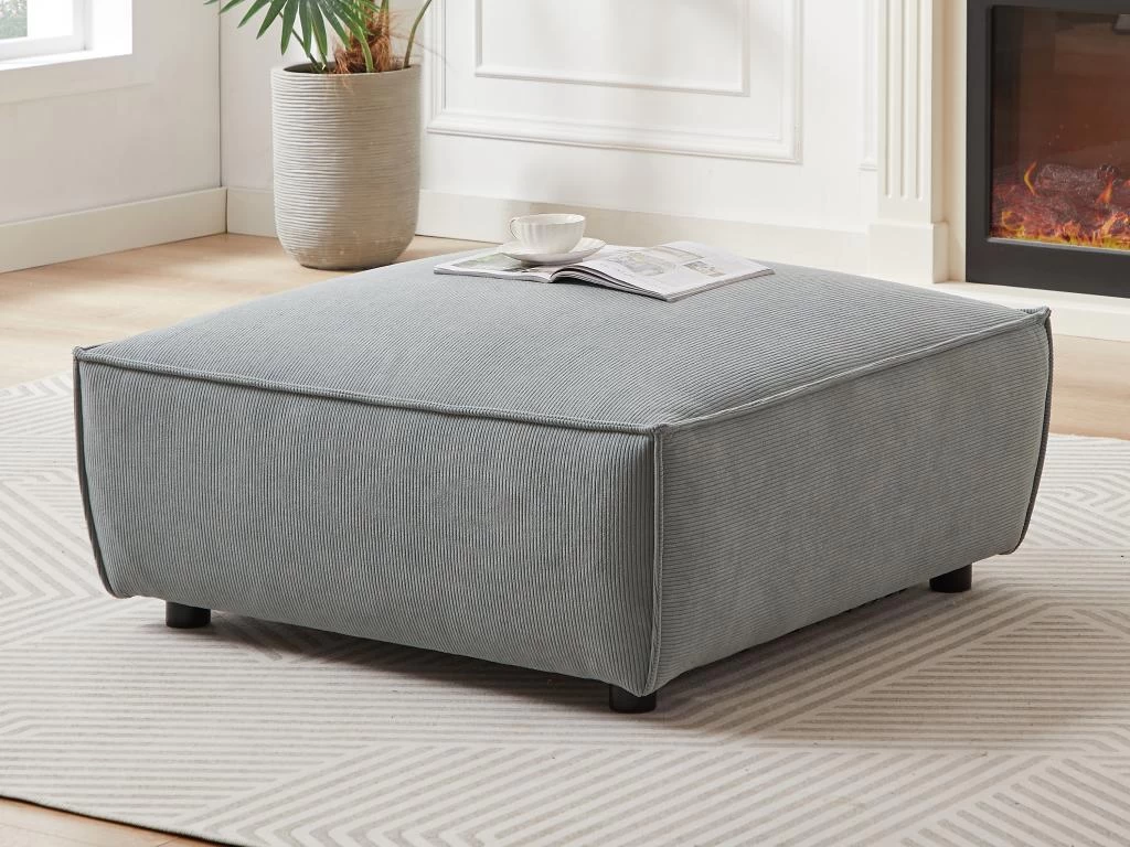 Pouf En Velours Côtelé Bleu Clair BORORE De Pascal Morabito – Image 4