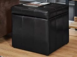 Pouf Coffre De Rangement SERAFINO En Simili - Noir