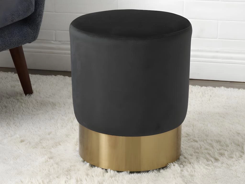 Pouf En Velours LAYAL II - Noir