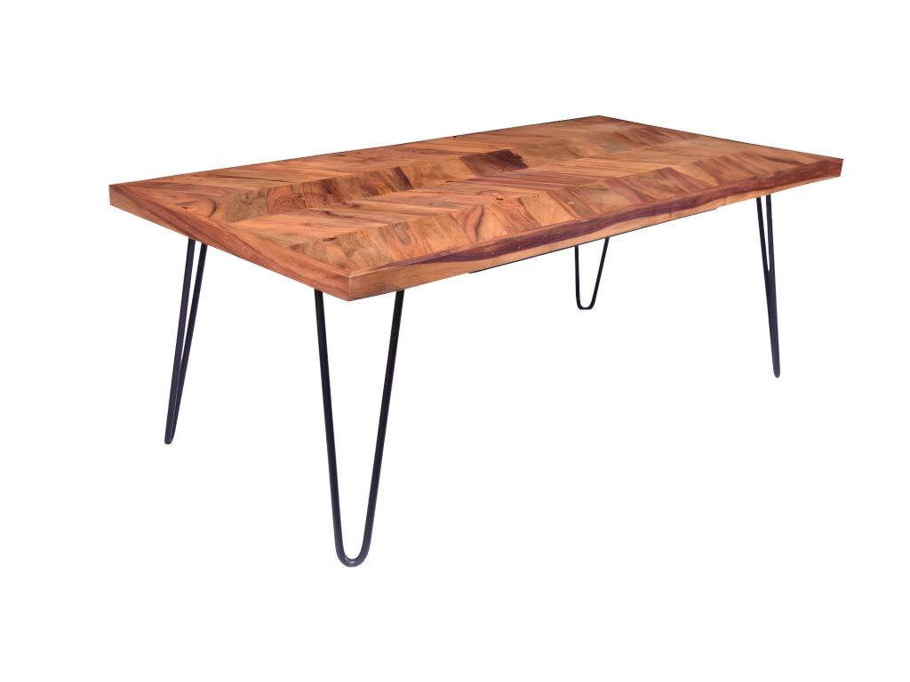 Table Basse En Bois De Sheesham Et Métal - Naturel Et Noir - CARANA – Image 5