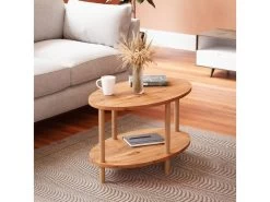 Table Basse Ovale Højreby 43 X 70 X 44 Cm Effet Bois [en.casa]