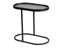 KERIA - Table D'Appoint Ovale Aspect Céramique Grise