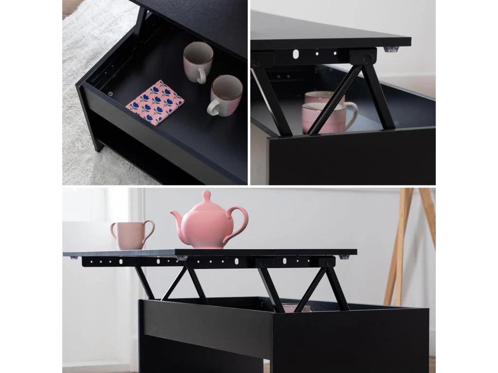 Table Basse Avec Plateau Relevable Noire HEDDA - HAPPY GARDEN – Image 4