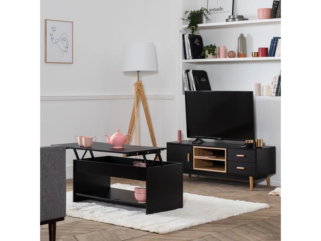 Table Basse Avec Plateau Relevable Noire HEDDA - HAPPY GARDEN – Image 6