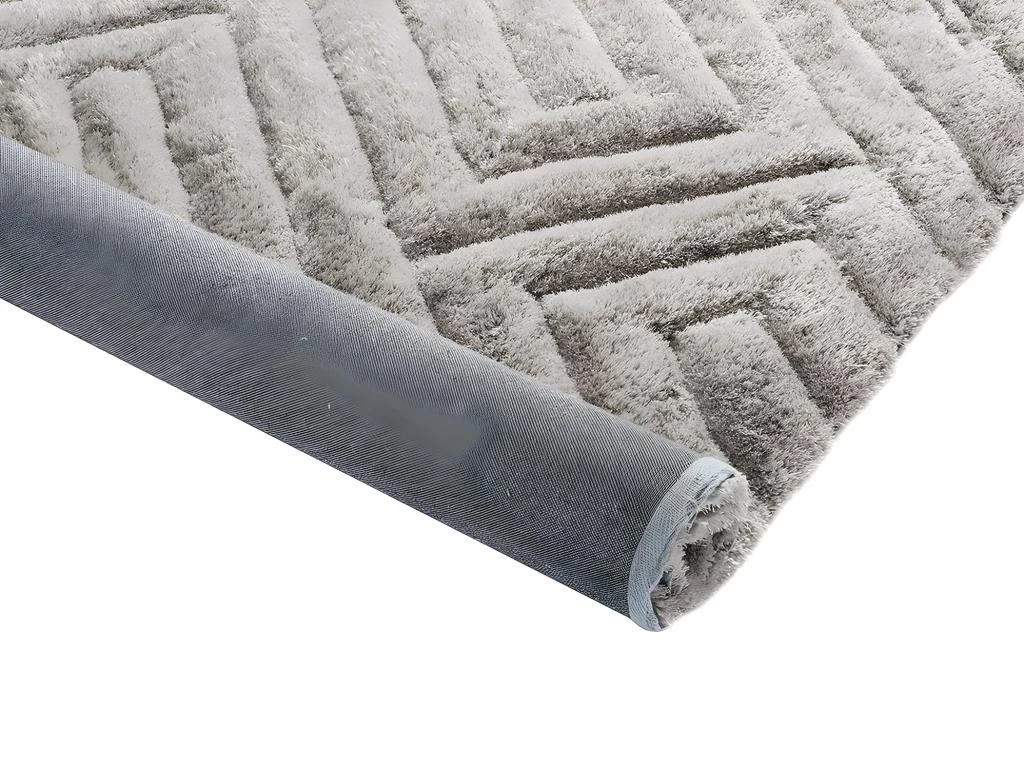 Ensemble Table Basse Plateau Pivotant Transparent JOLINE Et Tapis Shaggy Gris MAZE – Image 6