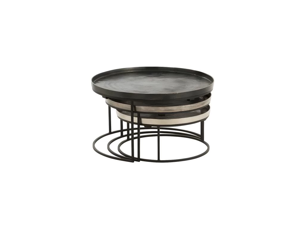 Tables Gigognes Rondes Noir/DorĂ© - AIVA â Image 2