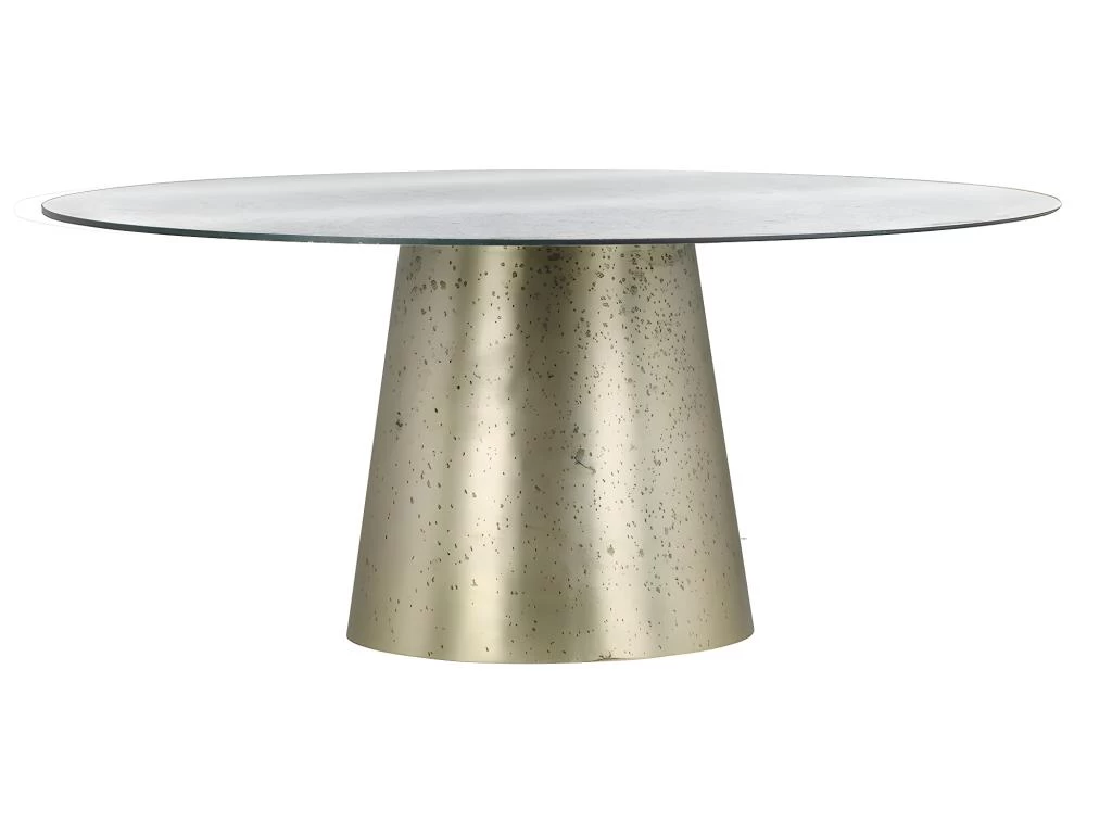 Table Basse En Verre Et Métal - Plateau Effet Miroir Vieilli - Doré - CORIANE – Image 3