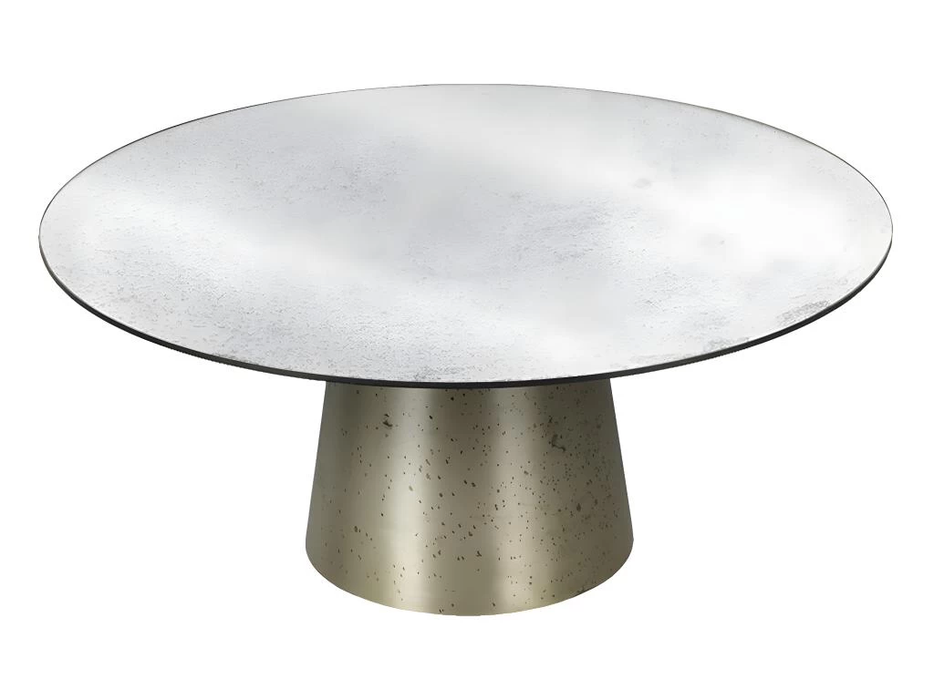 Table Basse En Verre Et Métal - Plateau Effet Miroir Vieilli - Doré - CORIANE – Image 4