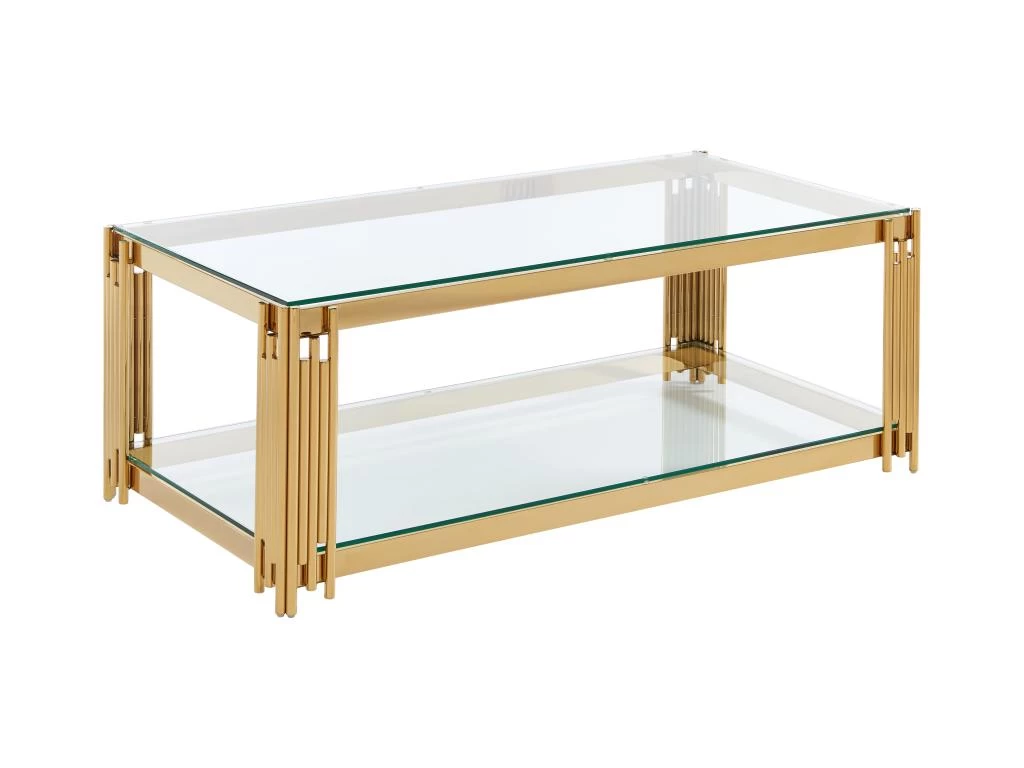 Table Basse En Verre Trempé Et Acier Inoxydable - Doré - NOMELANO De Pascal MORABITO – Image 4