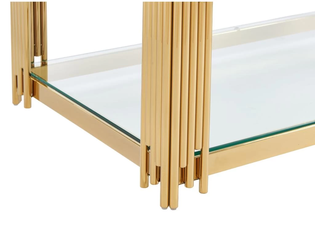 Table Basse En Verre Trempé Et Acier Inoxydable - Doré - NOMELANO De Pascal MORABITO – Image 6