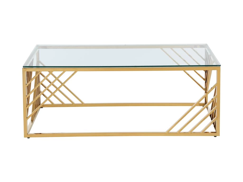 Table Basse En Verre Trempé Et Acier Inoxydable - Doré - SIMATO De Pascal MORABITO – Image 3