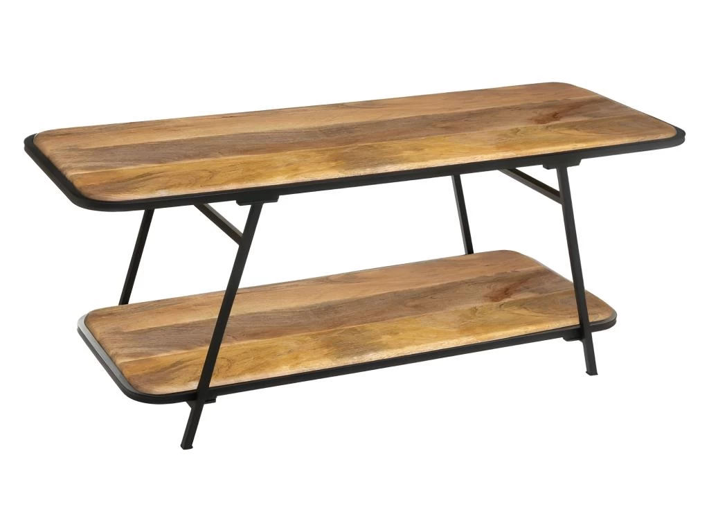 Table Basse 2 Niveaux Kalida Bois Massif Atmosphera - Naturel