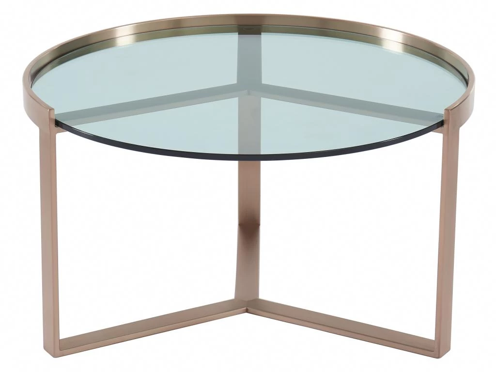 Tables Basses Gigognes En Verre Trempé Et Acier Inoxydable - Transparent Et Cuivré - BASERI – Image 4