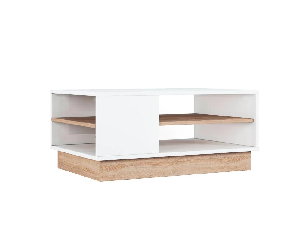 Tables Basses Sena Avec Rangement En Bois En Couleur ChĂȘne Blanc. 90x41x60cm