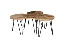 Lot De 4 Tables Basses Modulables Bois Massif - MISKA