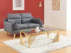 Table Basse En Verre Trempé Et Acier Inoxydable - Doré - SIMATO De Pascal MORABITO