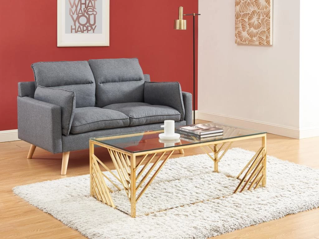 Table Basse En Verre Trempé Et Acier Inoxydable - Doré - SIMATO De Pascal MORABITO