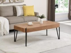 Table Basse En MDF Et Métal - Naturel Et Noir - MANULILA