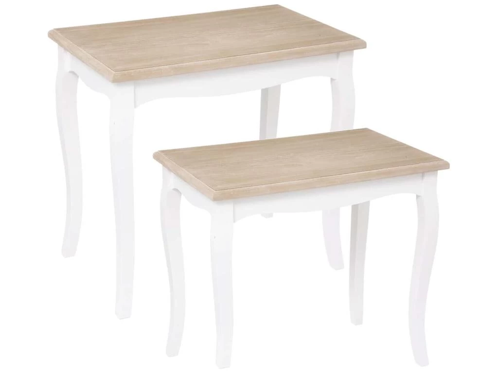 Set De 2 Tables D'appoint Coloris Blanc Dimensions L. 60 X P. 38 X H. 22,5"
