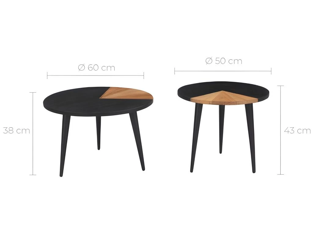 Tables Basses Binôme En Bois D'acacia (lot De 2) – Image 3
