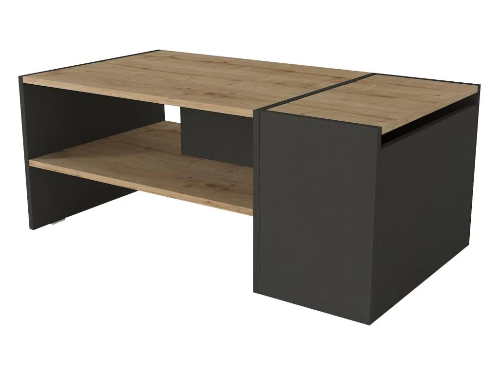 Table Basse Avec Rangements - Anthracite Et Naturel - VELKAN – Image 6