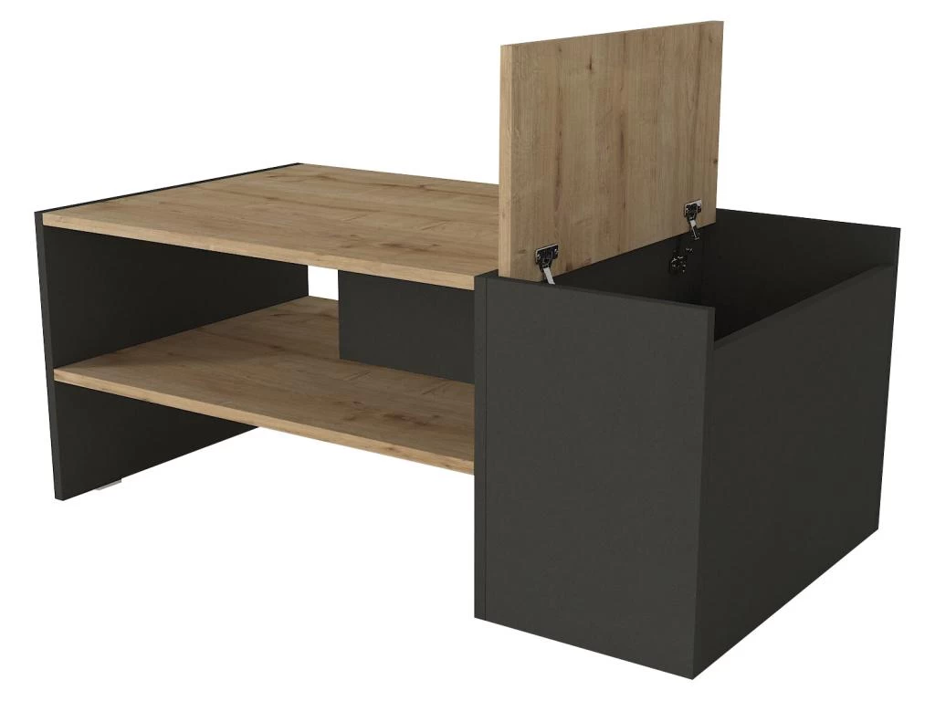 Table Basse Avec Rangements - Anthracite Et Naturel - VELKAN – Image 7