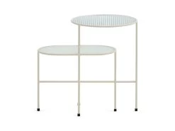 Nix - Table D'appoint En Verre Strié Et Métal - Couleur - Blanc