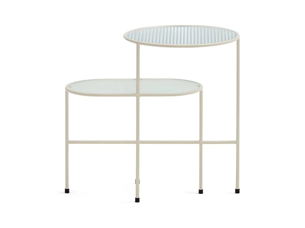Nix - Table D'appoint En Verre Strié Et Métal - Couleur - Blanc