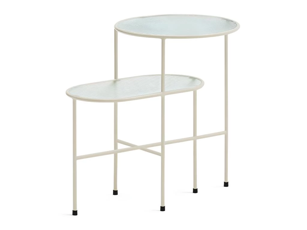 Nix - Table D'appoint En Verre Strié Et Métal - Couleur - Blanc – Image 3