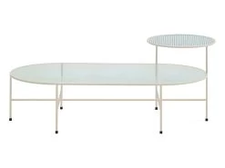 Nix - Table Basse En Verre Strié Et Métal - Couleur - Blanc