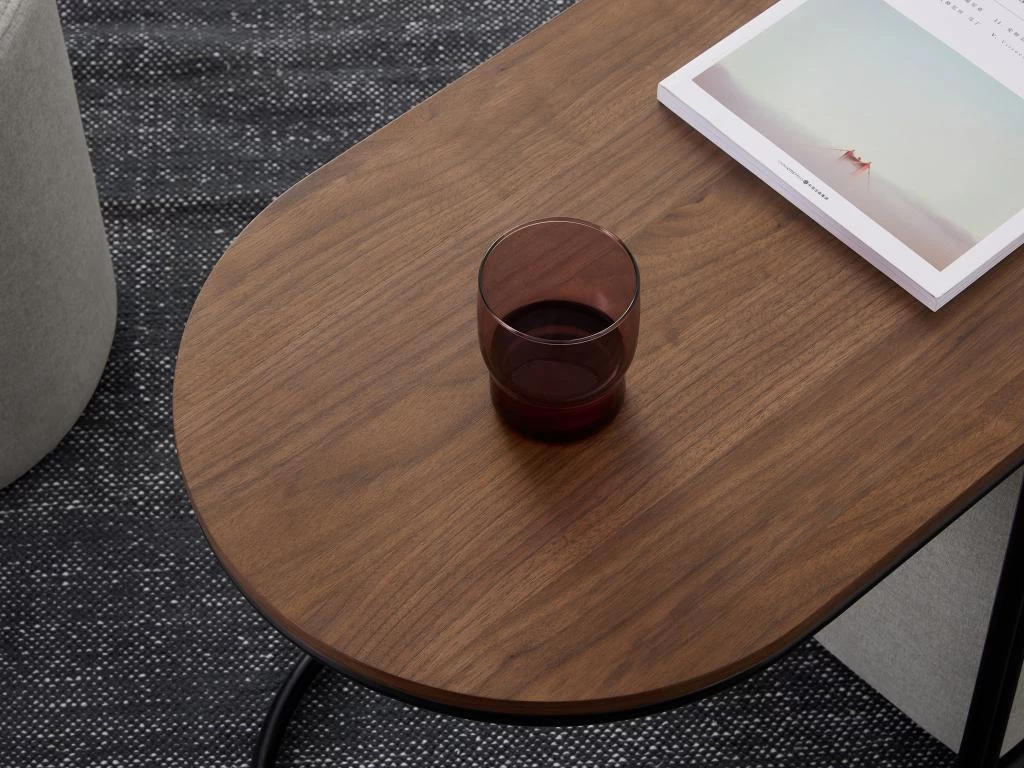 Table Basse + 2 Poufs En Tissu - Naturel Et Gris - ADAR – Image 4