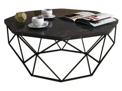 Table D’appoint Ganges Design Panneau De Particules Plaqué Mélaminé En Couleur Noir, 90x38x90