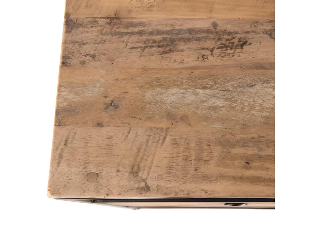 Table D'appoint Tiroir Teck Recyclé Acacia Acajou Métal Noir L47 – Image 5