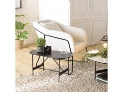 DALY - Table Basse Ovale Noire 70x35cm Piètement Métal