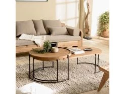 ALIDA - Set De 2 Tables Basses Ovale Et Ronde