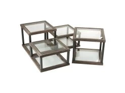 Set De 4 Tables Basses Carrées Bois/Verre - LOKEREN
