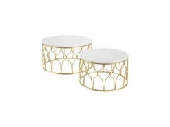 Tables Basses Gigognes Marbre Blanc/Doré - AMILI