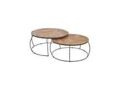 Tables Basses Gigognes Rondes Bois Brut/Métal - MAYAL
