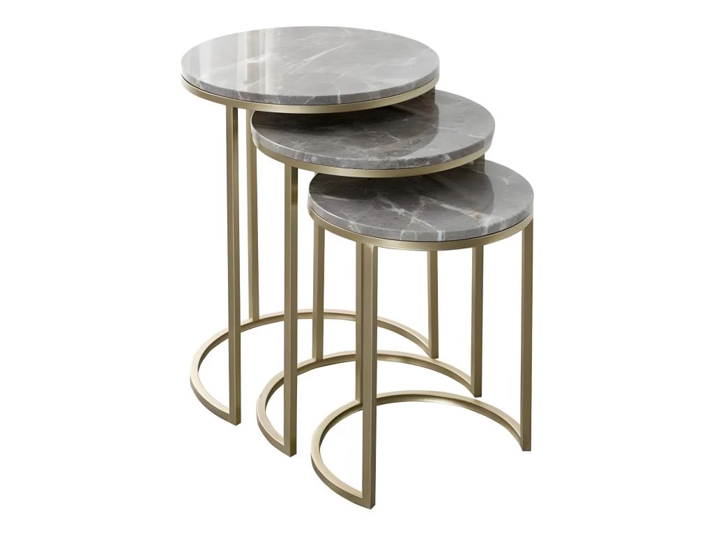 Lot De 3 Tables D'Appoint Design "Tria" 65cm Gris
