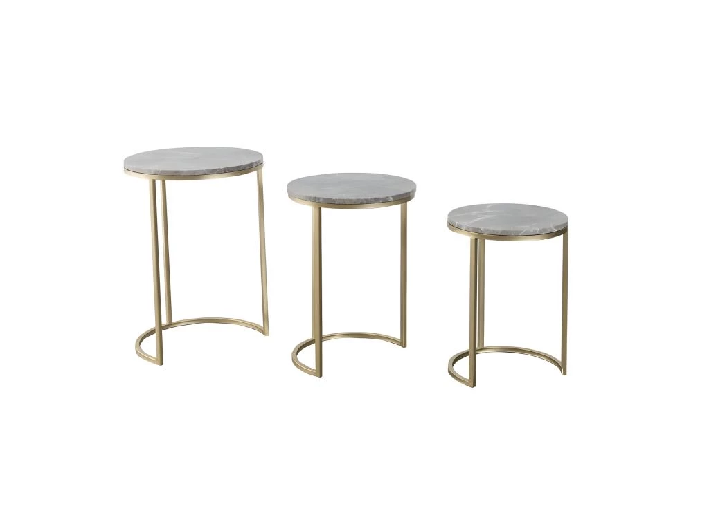 Lot De 3 Tables D'Appoint Design "Tria" 65cm Gris – Image 5