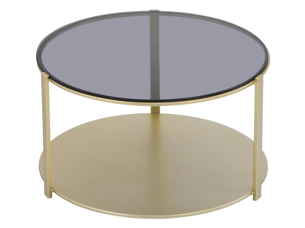 Table Basse En Métal Et Verre - Doré Et Noir - DIBIA – Image 4