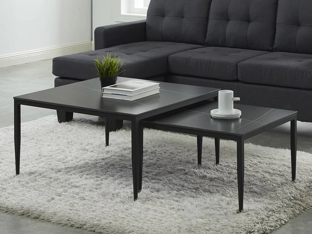 Table Basse En Céramique Et Métal - Noir Et Doré - SUZETE De Pascal MORABITO – Image 2