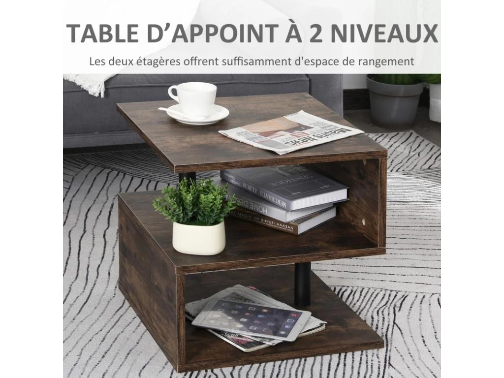 Table Basse Contemporaine SILVIO Bois Et Noir – Image 4