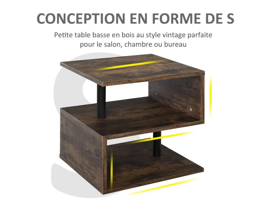 Table Basse Contemporaine SILVIO Bois Et Noir – Image 5