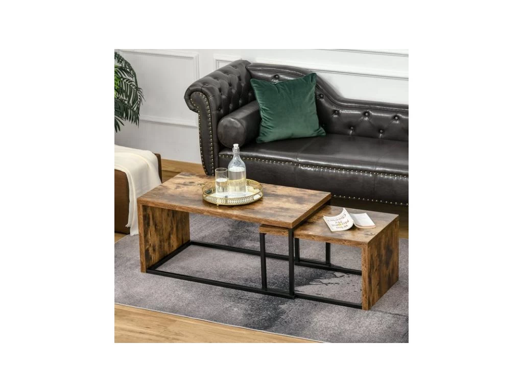 2 Tables Basses CLAY Aspect Bois – Image 2