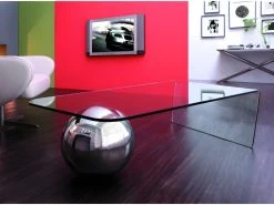 Table Basse MUNDO - Verre Trempé Et Acier