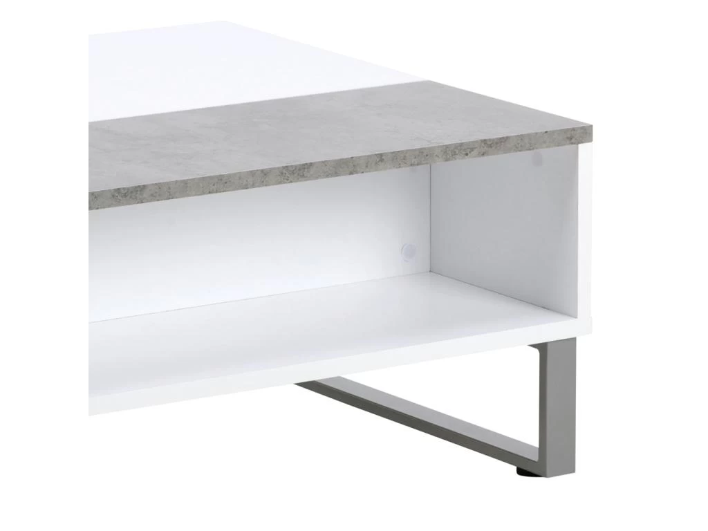 Table Basse - 110x60 Cm - Relevable - Blanc / Béton - KOSTRENA – Image 5