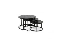 Table Basse Gigogne Ronde Noir Collection LENOX. Meuble Style Industriel