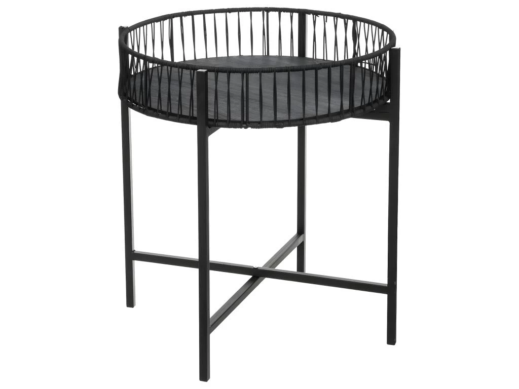 Lot De 2 Tables à Café En Métal Et Rotin H 56 Cm – Image 2